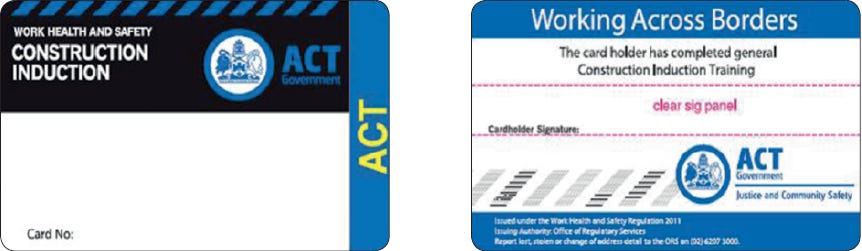 An Australian Capital Territory (ACT) White Card.
