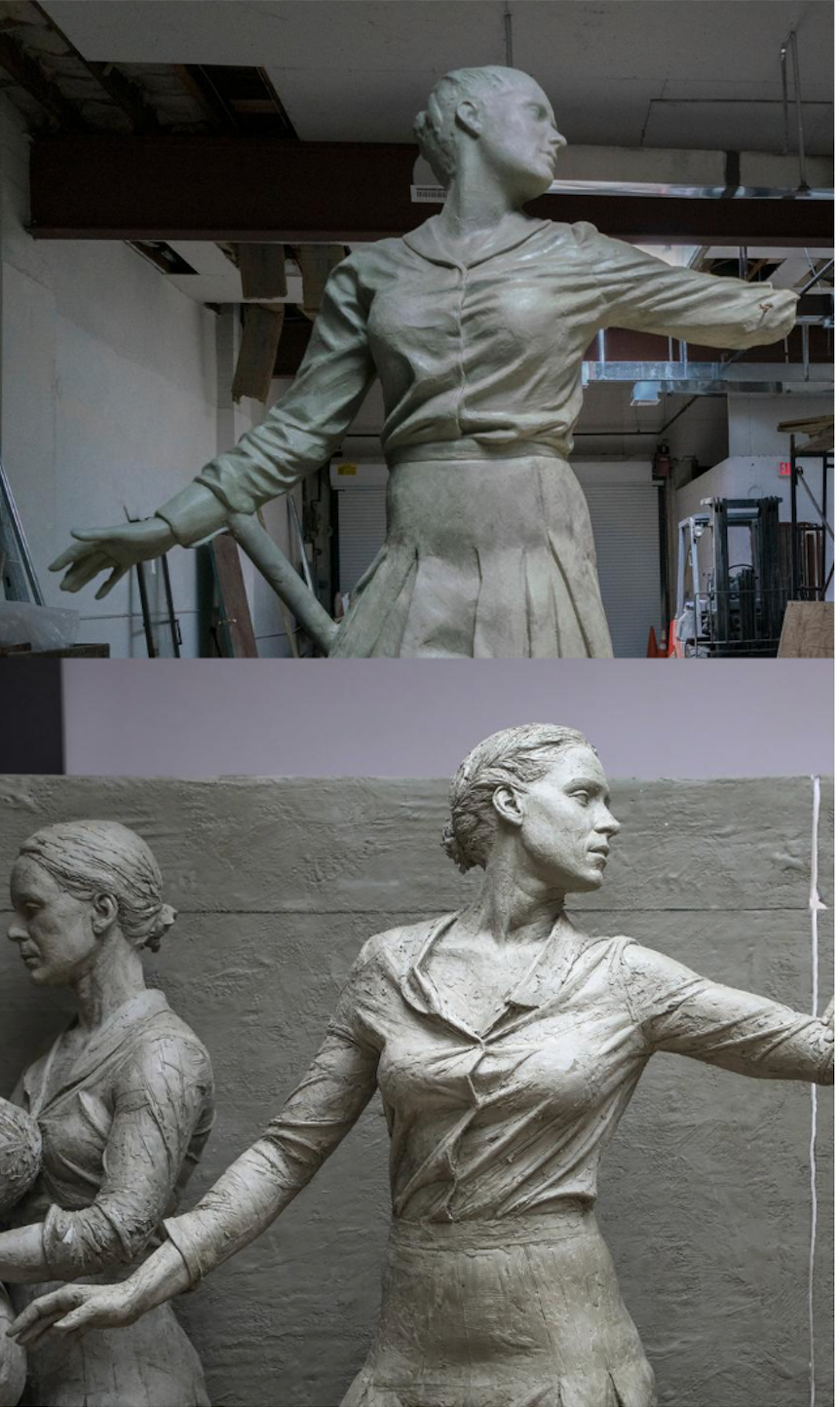 Sabin Howard’s Heroic Mom before and after sculpting