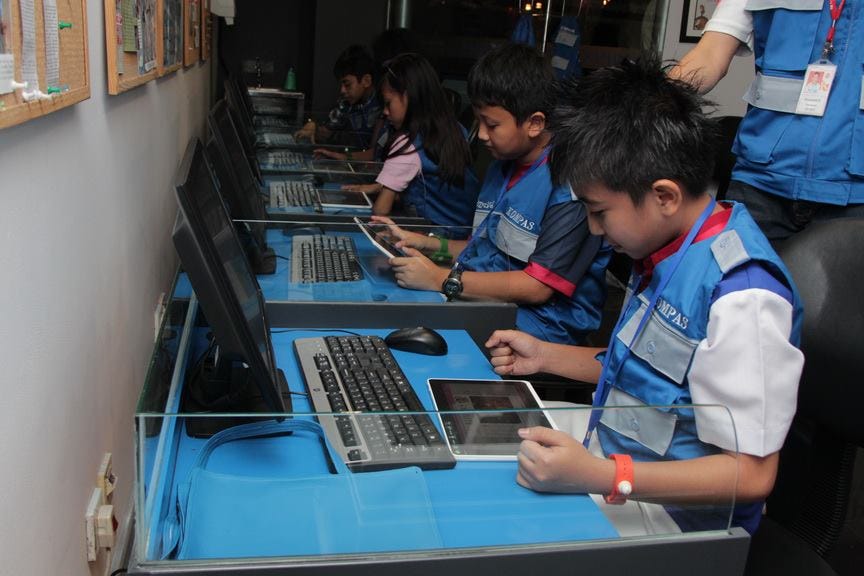 Young journalists at the Kompas Newspaper Edition in KidZania Jakarta