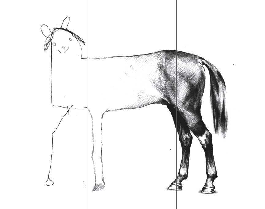 An unfinished picture of a horse (ironic)