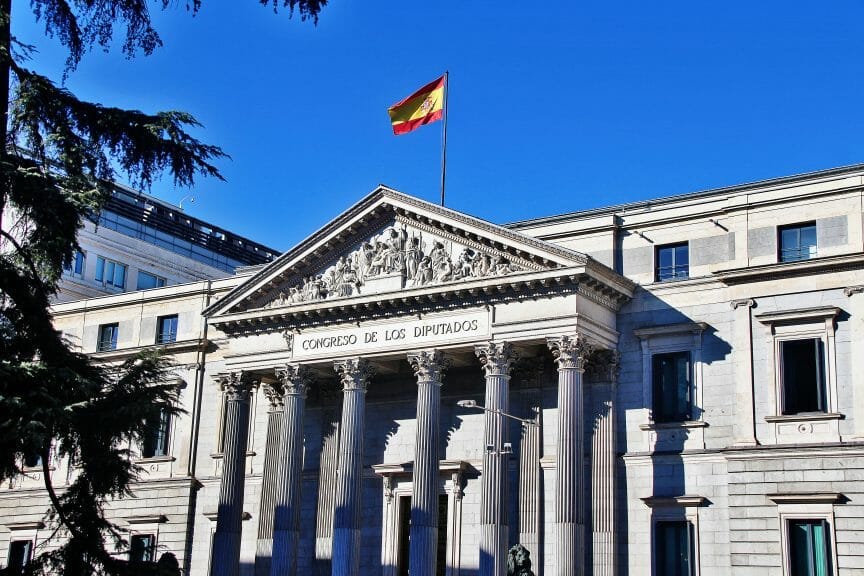 The Congress of Deputies building in Madrid, Spain.