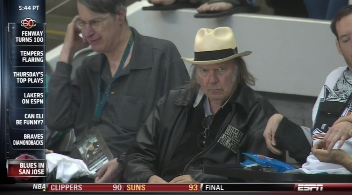 Neil Young Enjoying San Jose Sharks Playoff Game