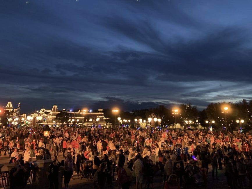 A crowd at Disney World’s Magic Kingdom.