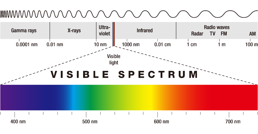 The color range which can be seen on the electromagnetic spectrum.