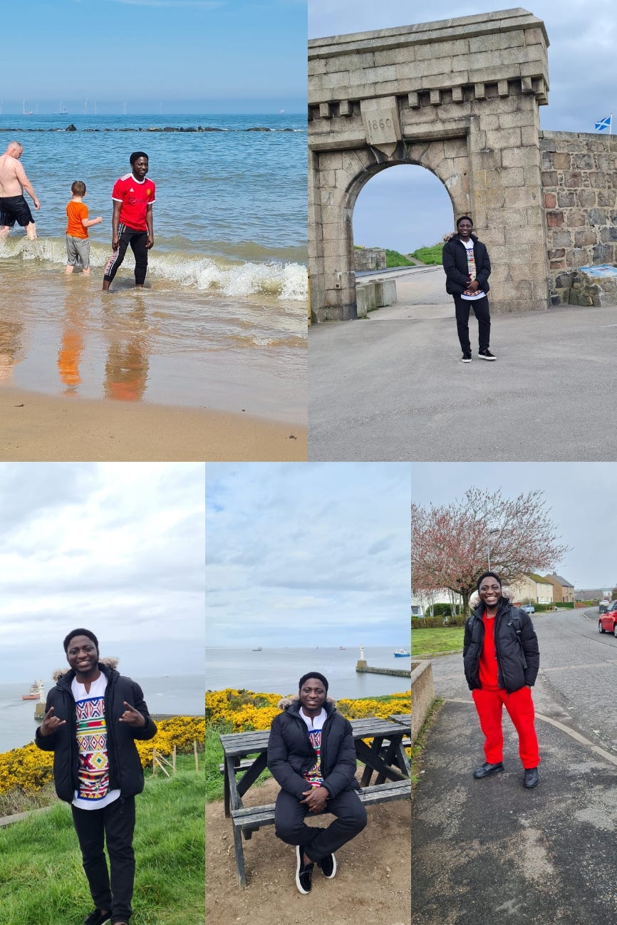 Michael Akintayo visiting some places in Aberdeen.