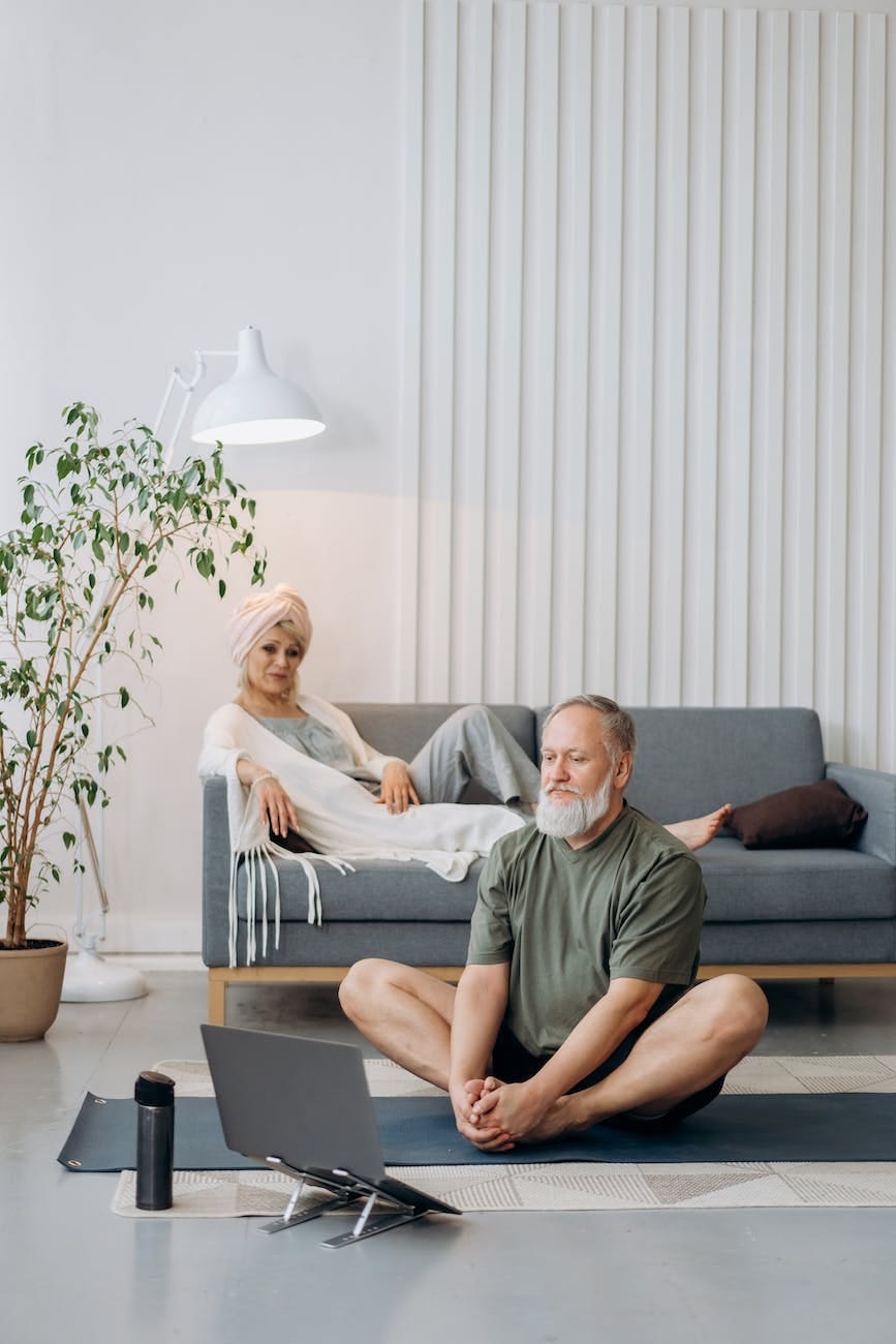 old couple enjoying the benefits of yoga