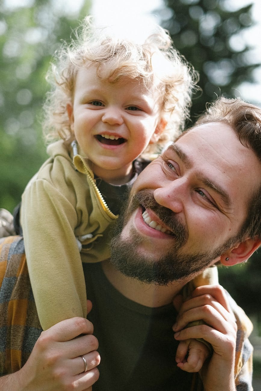 happy father and son