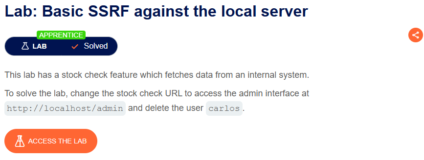 Lab: Basic SSRF against the local server | SSRF #lab1