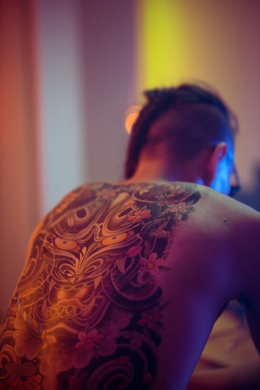 Japanese guy with dragon tattoo on his back