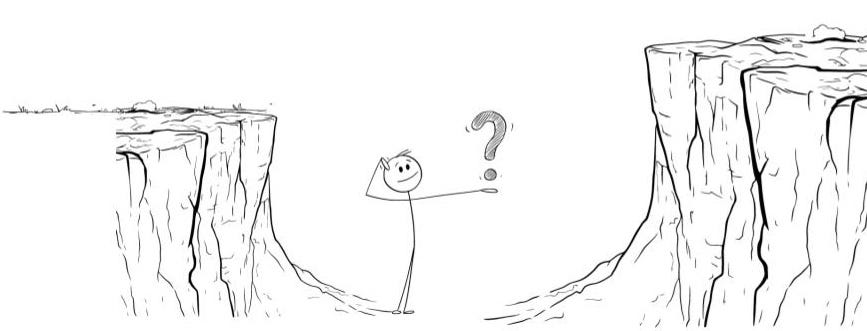 A stick figure considers a question