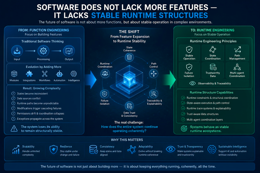 Software Does Not Lack More Features — It Lacks Stable Runtime Structures