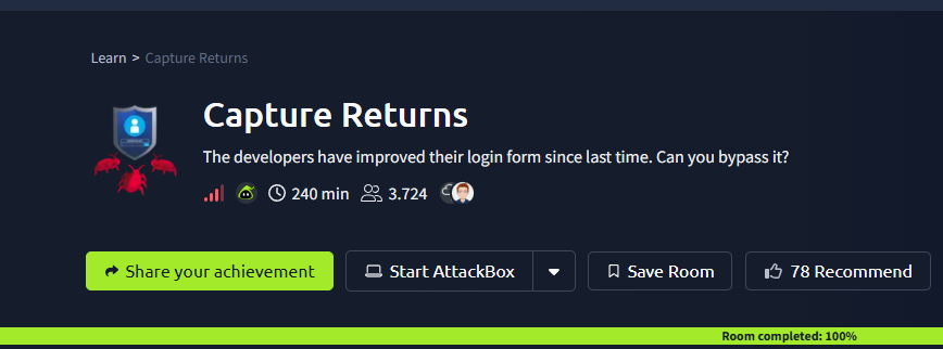 Capture Returns (THM) Tryhackme Hard Challenge