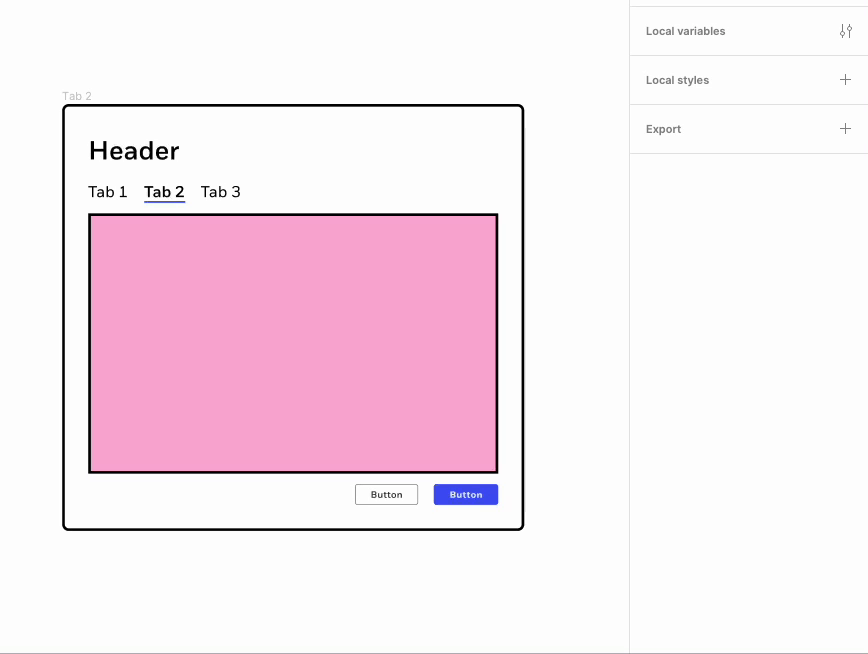Figma canvas showing a card with a Header and pink rectangle and when selected, the frame’s auto-layout appears that is changed using the big nudge by using the shift and up or down arrow keys