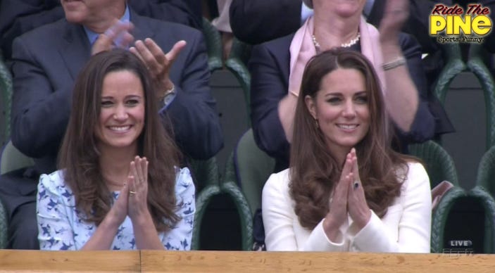 Pippa and Kate Middleton at 2012 Men's Wimbledon Final