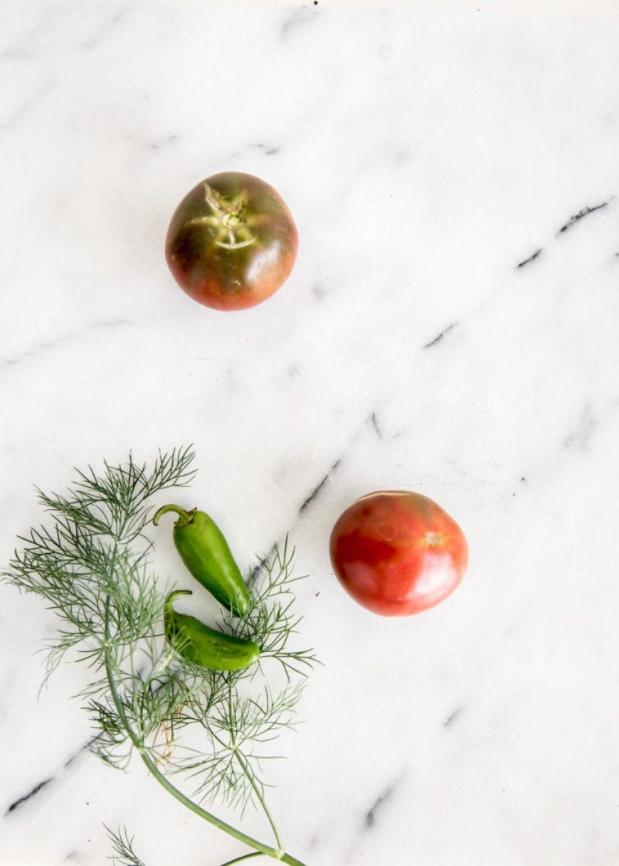 Tomatoes & Jalapenos on Countertop