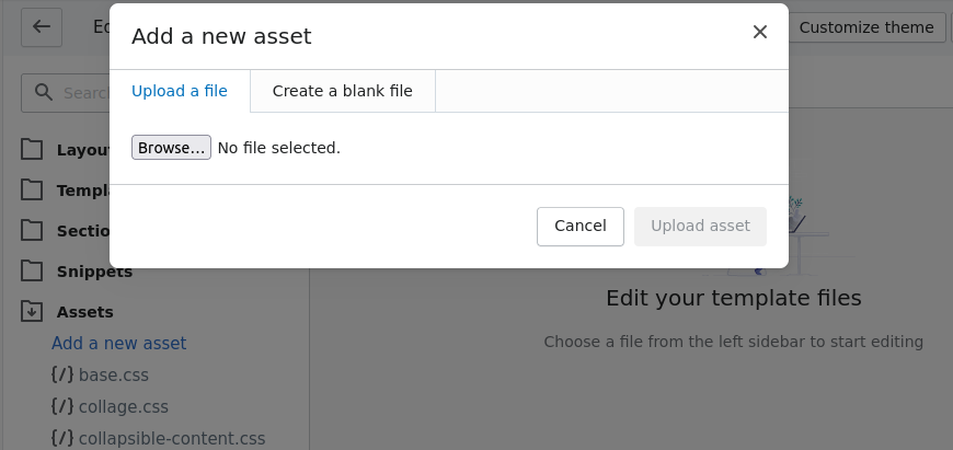 assets > add a new asset