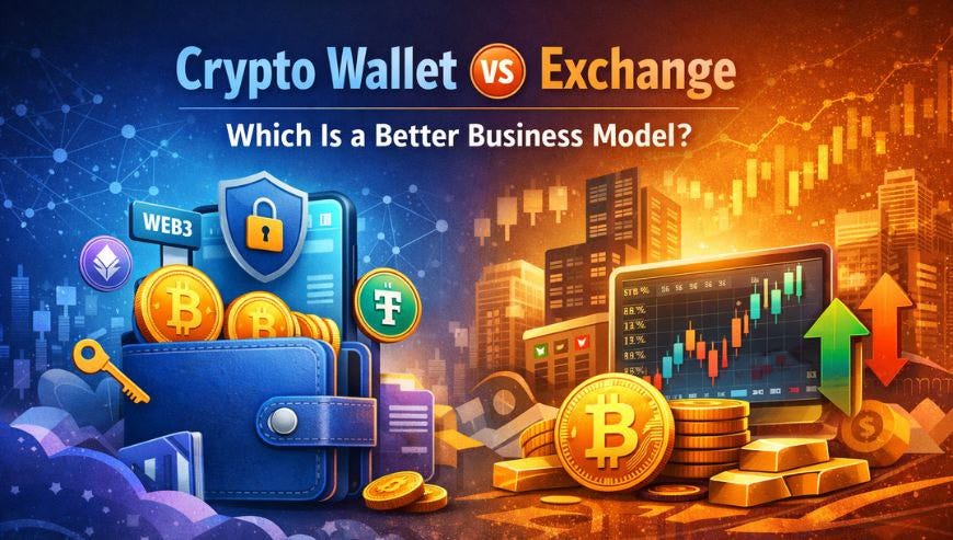 Crypto wallet vs crypto exchange comparison showing differences in asset control, security, and trading features