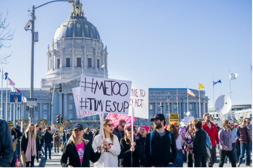 Protesters marching in Washington D.C. for the #MeToo movement