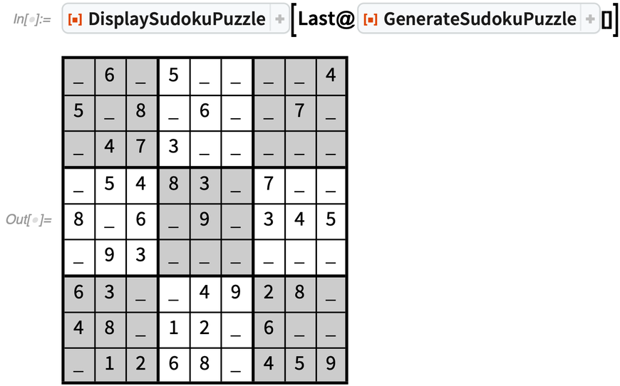 Random Sudoku puzzle filled with blanks and numbers