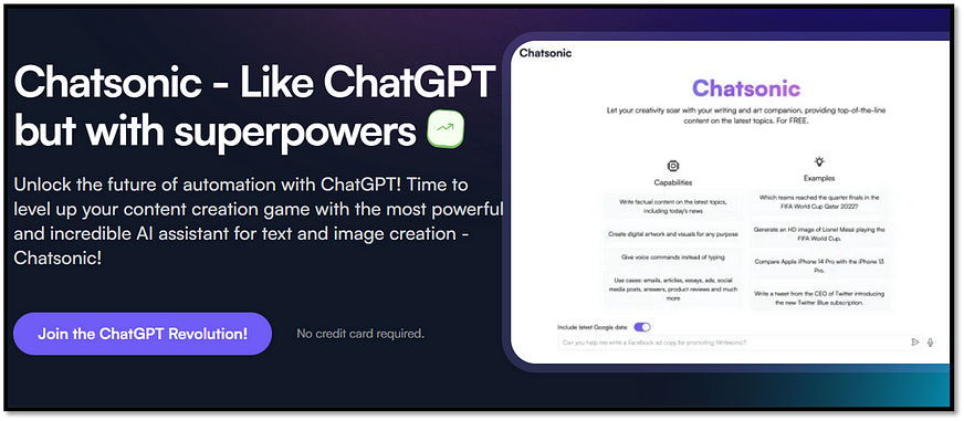 Chatsonic: Like ChatGPT with Writesonic Superpowers