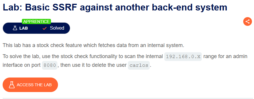 Lab: Basic SSRF against another back-end system | SSRF #lab2