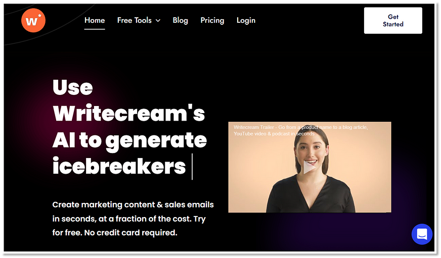 writecream ai content generator free plan available
