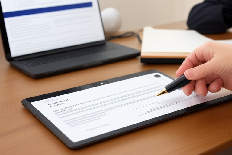 Man signing a document digitally on a tablet
