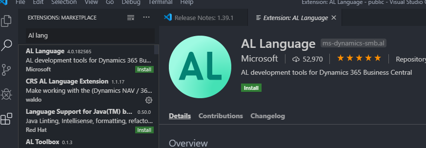 AL Language Extension for VS Code