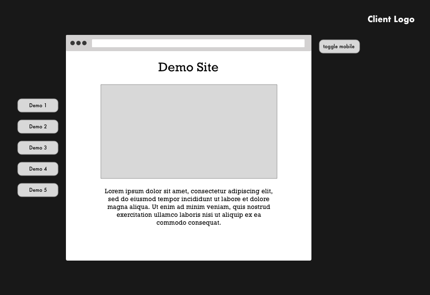 Mockup design with desktop site demo in centre