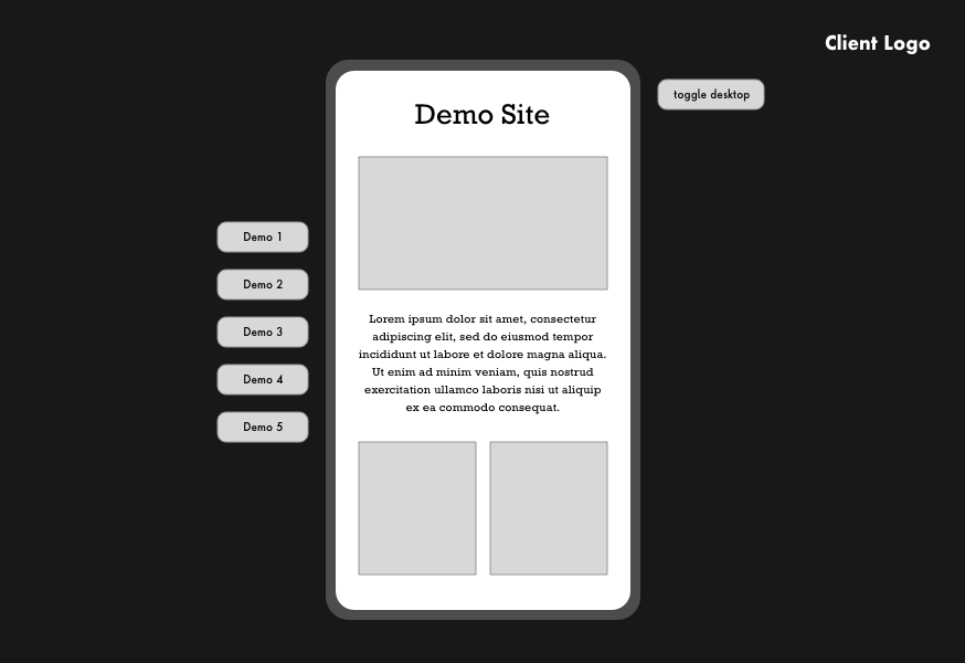Mockup design with mobile site demo in the centre
