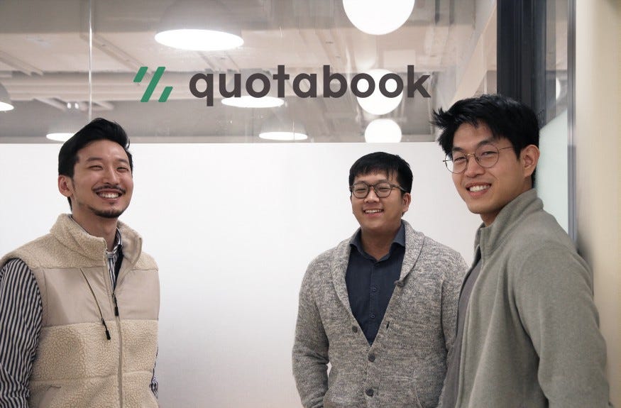 Co-founders of cap table solution, stock option solution Quotabook- Dan Hong, Pilseon Jun, Andy Choi