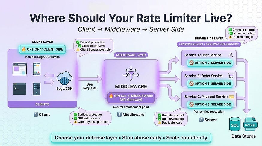 Where to Place the Rate Limiter in a Distributed System