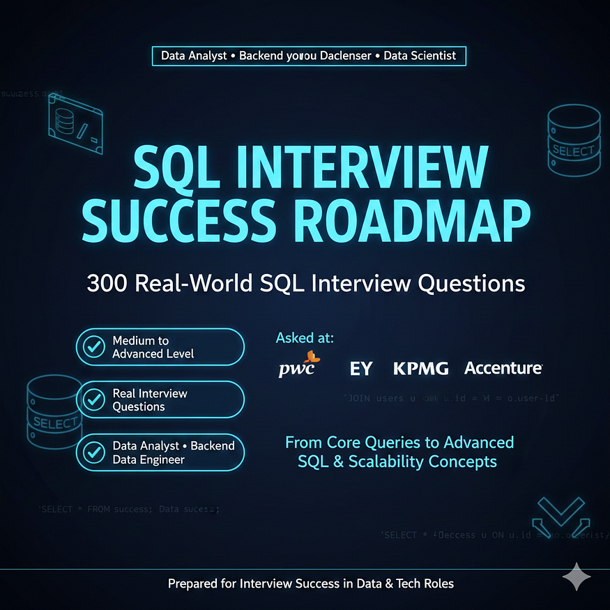 SQL Interview Success Roadmap: The Complete Guide to Cracking SQL Interviews with 300 Real…