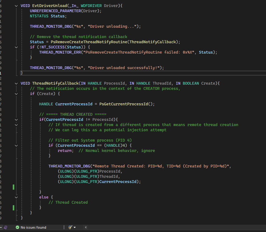 Detecting Remote Thread Creation with Windows Driver