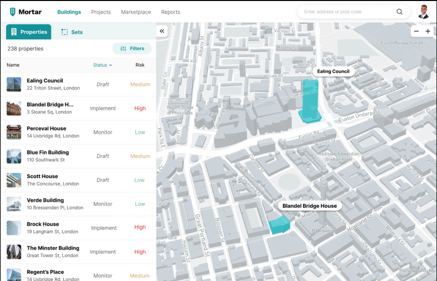 Mortar IO generates an instant AI & Physics-powered 3D models of a property portfolio, by simple input of a building’s address