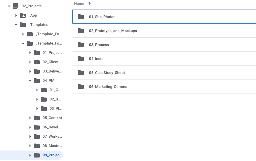 Google drive template folder structure