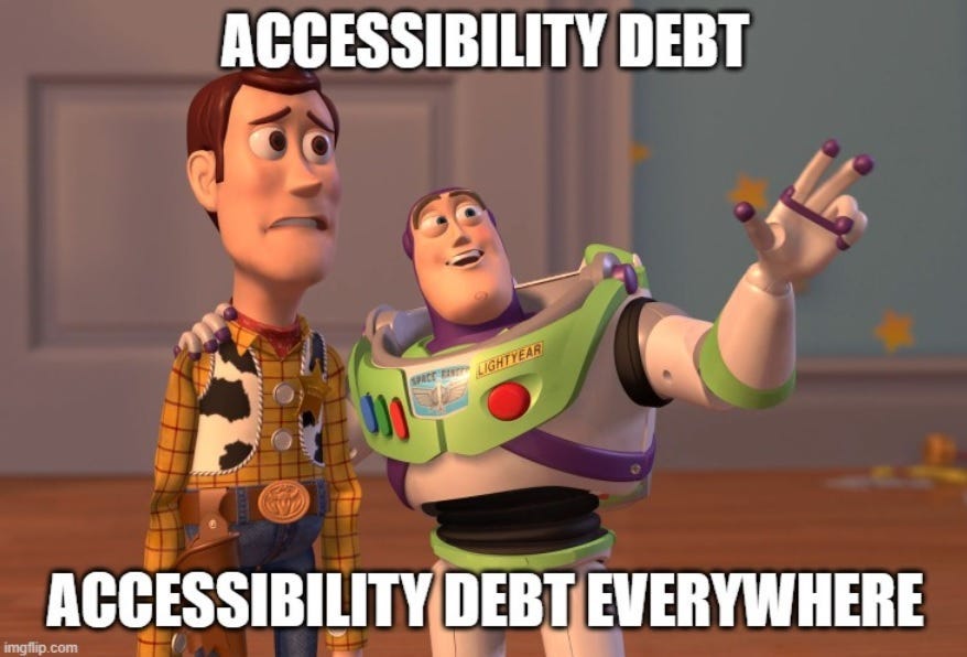 Accessibility debt, accessibility debt everywhere