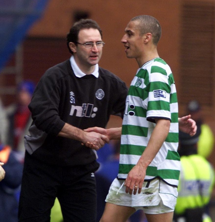 Martin O’Neill shaking Henrik Larsson’s hand