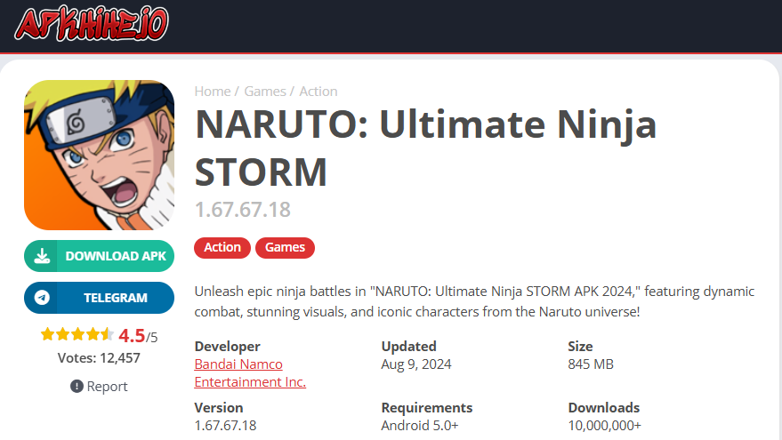 NARUTO: Ultimate Ninja STORM APK OBB 1.0.13 Download Latest Update