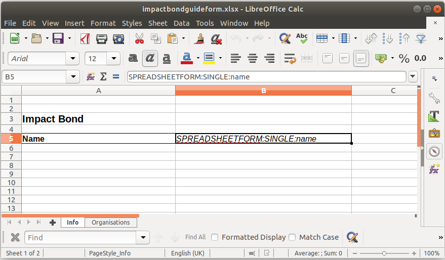 Spreadsheet with some special placeholder text in some cells