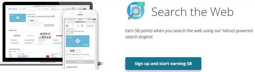 Swagbucks — Get paid to search the web