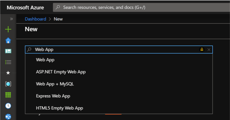 Image searching for Web App in Azure portal marketplace