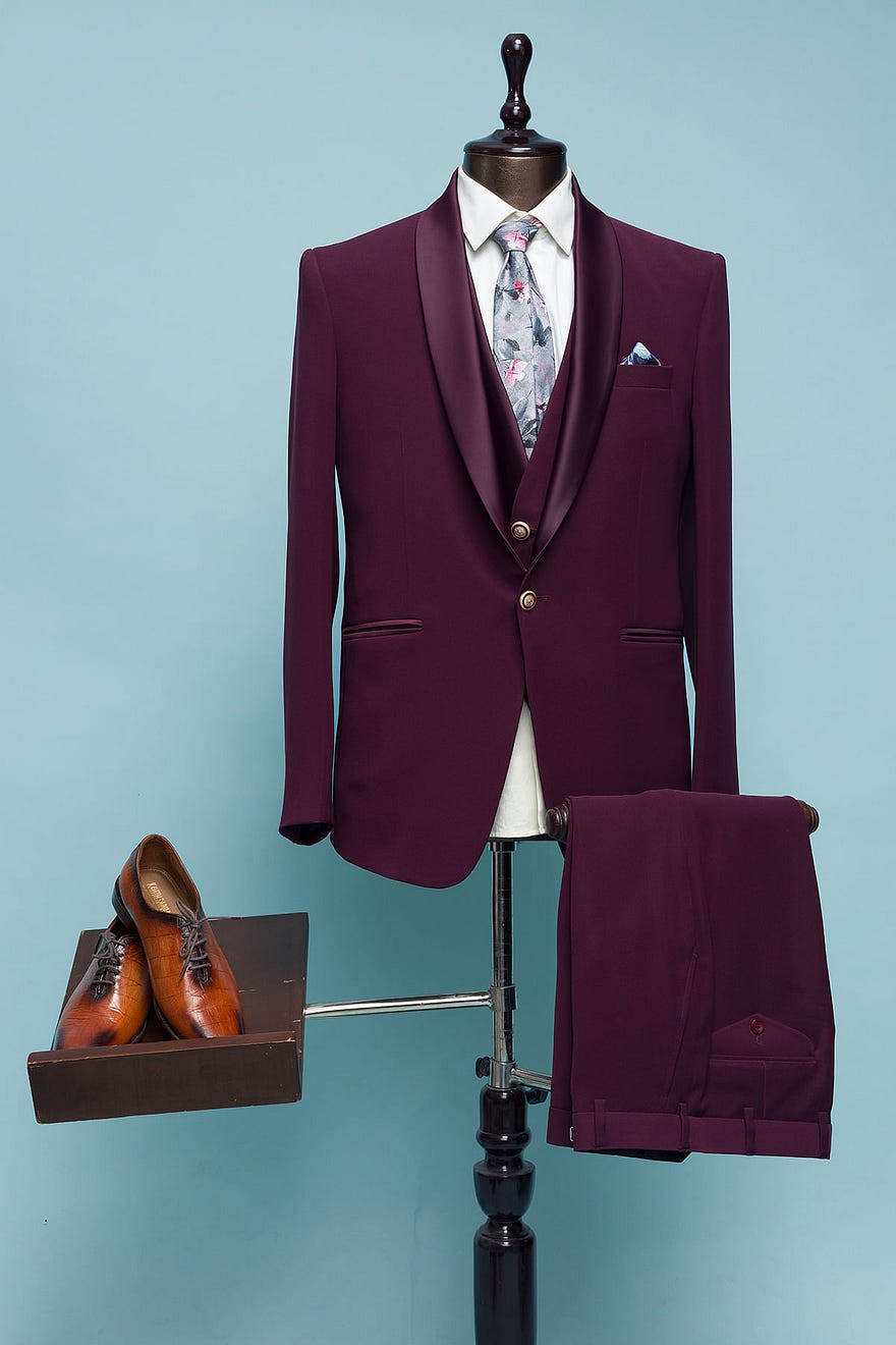 Grape Wine Purple Bomario Classic Suit Online at Samyakk