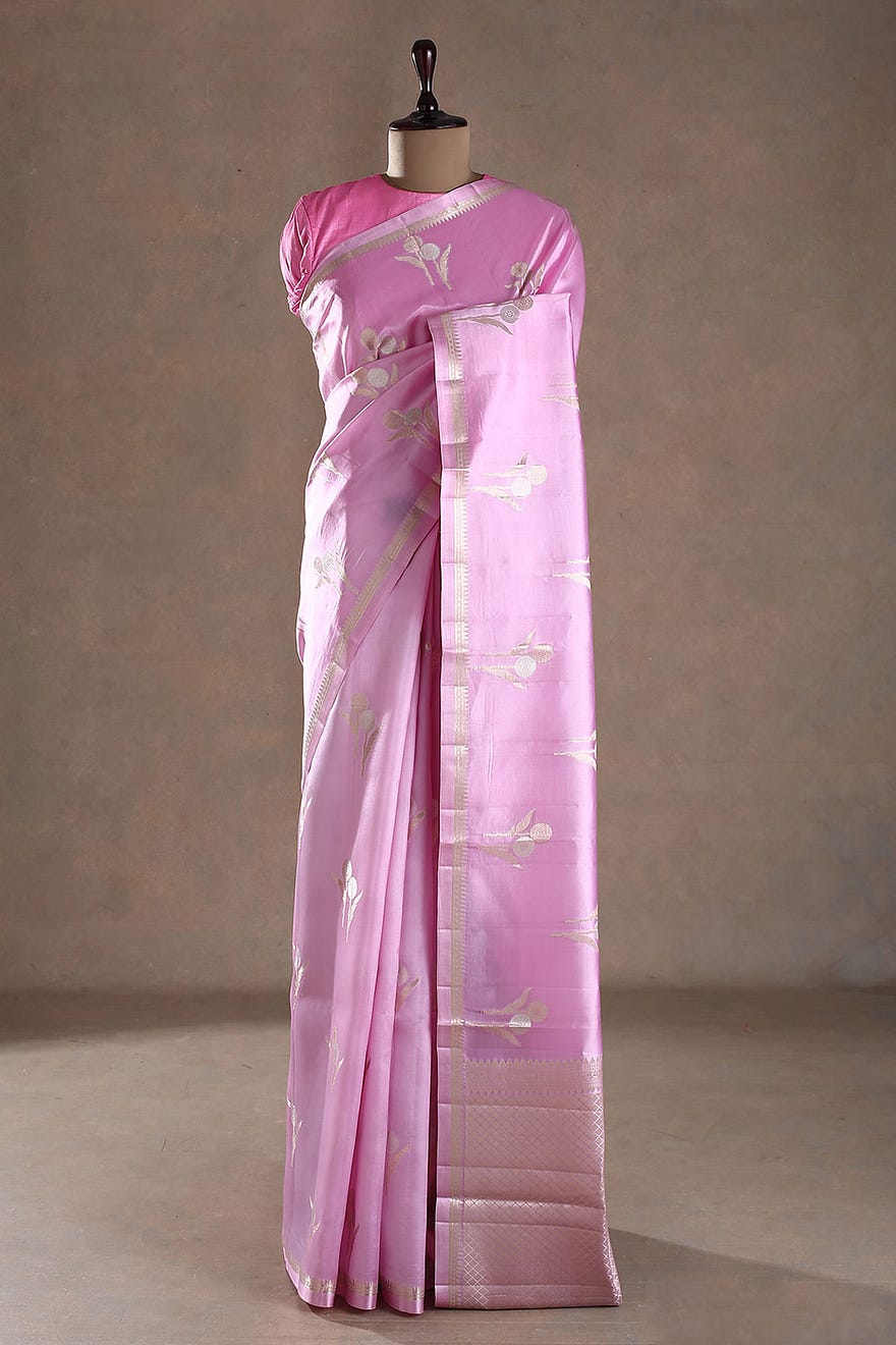 Purple Chiniya Silk Saree with Unstitched Blouse Online at Samyakk