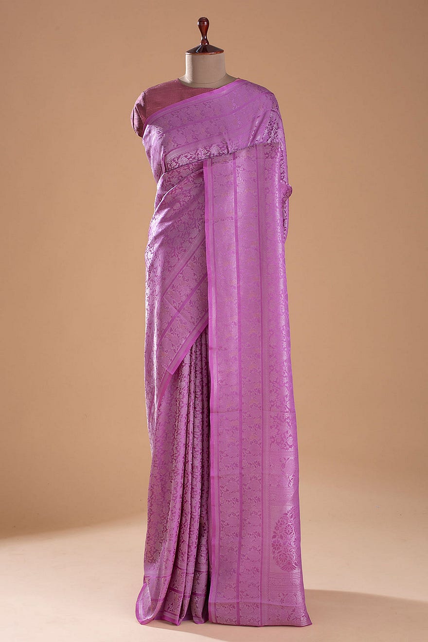 Purple Orchid Zari Woven Mysore Silk Saree Online at Samyakk