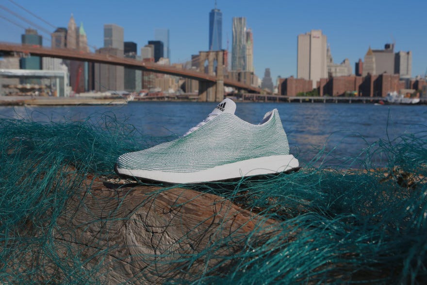 Adidas made from ocean waste. Via AdWeek.
