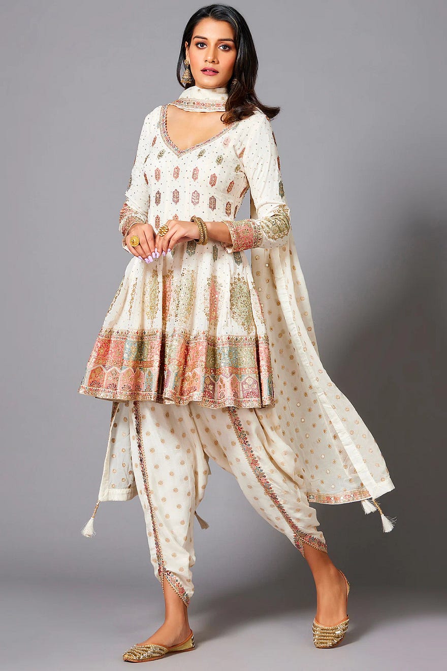 Off-White Sequins Embroidered Georgette Party Wear Salwar Kameez Online at Samyakk