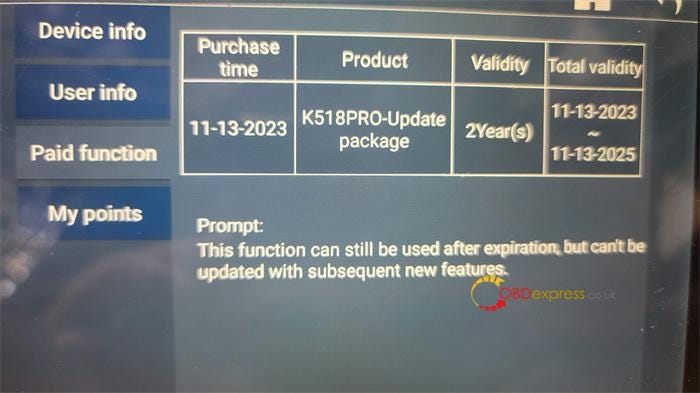 How to Check Lonsdor K518 Pro Paid Functions and Subscription Period
