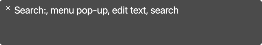 Screen reader announcing a search form on a webpage as “Search, menu pop-up, edit text, search”