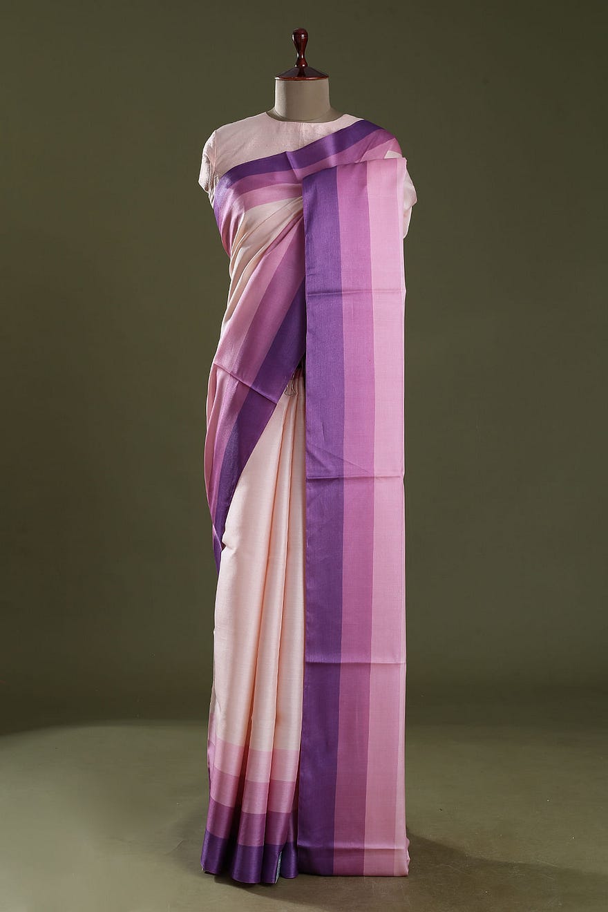 Crystal Pink Woven Tussar Silk Saree Online at Samyakk